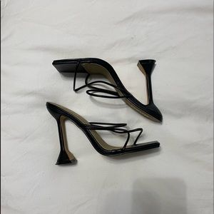 Black Strap Summer Heeled Sandals